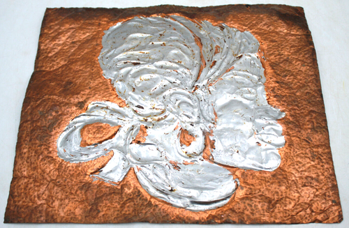 Antik 12x14" handgestanztes Kupfer Zinn Portrait schwarze Frau Frauenportrait - Bild 1 von 4