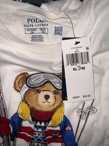 Polo Ralph Lauren Iconic Ski Polo Bear LS Cotton Tee shirt Sz XL (16) youth NWT - Picture 9 of 9