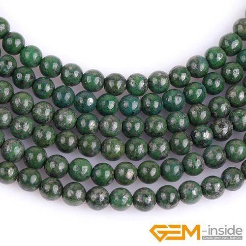 Natural Green Pyrite Gemstone Round Loose Spacer Beads For Jewelry Making 15" AU - Picture 16 of 34