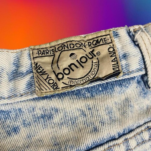 Vintage 80s Acid Washed High waisted Longline Jorts Denim Shorts 24” By BONJOUR - Picture 7 of 7