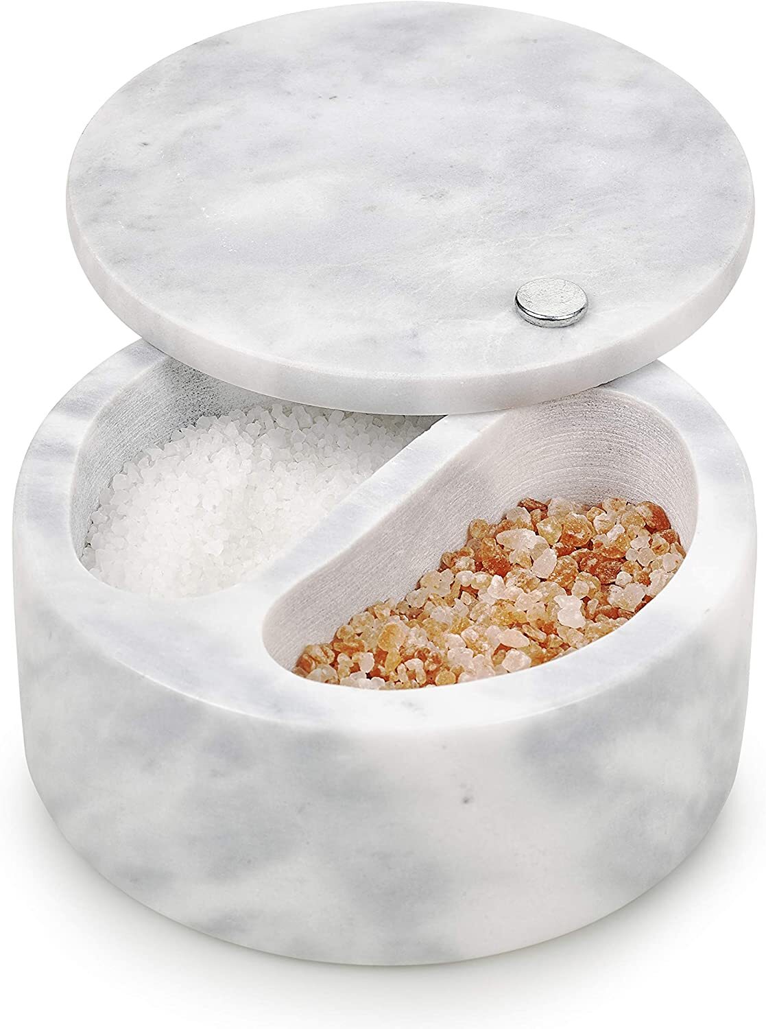 Salt Cellar Marble 2 Compartment Homiu with Swivel Top Storage Kitchen Cooking