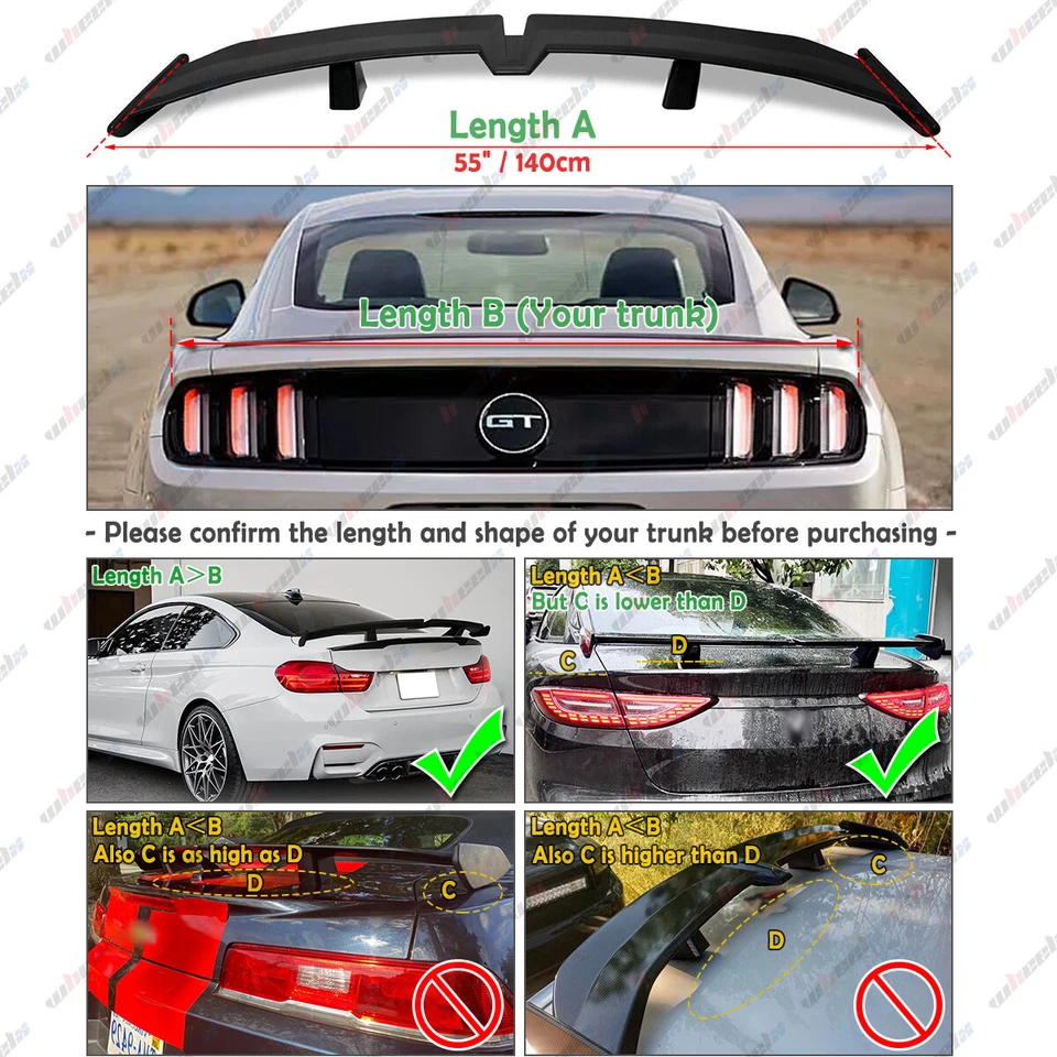 Alerón trasero de carbono para Mercedes Benz SLK CLA 54" GT PRO Style Racing Foto 3 de 4