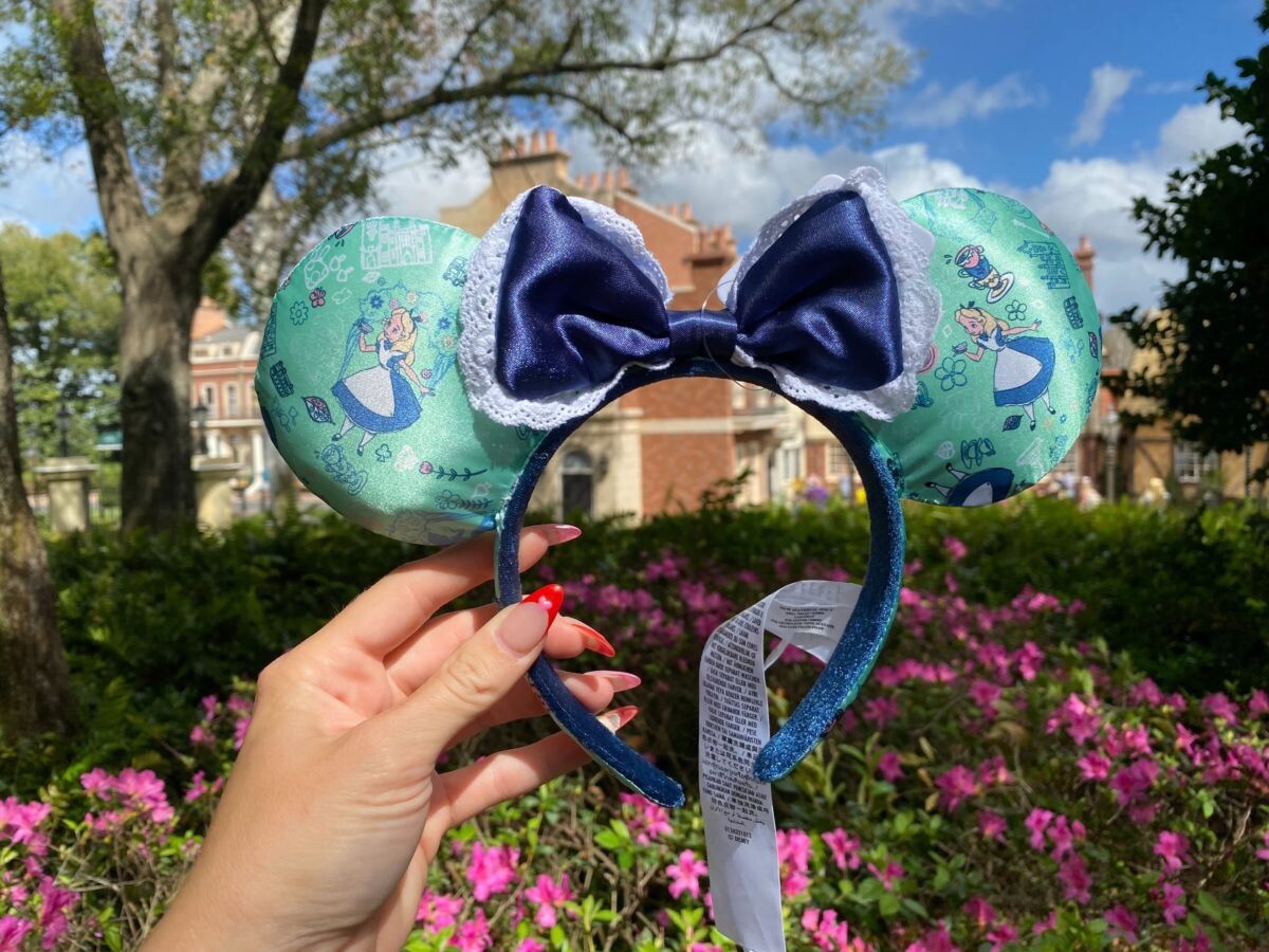 Disney Alice in Wonderland Green and Navy Bow Mouse Ears Headband Minnie Mouse Ear Disney Park Accessory Alice Wonderland  main image 2
