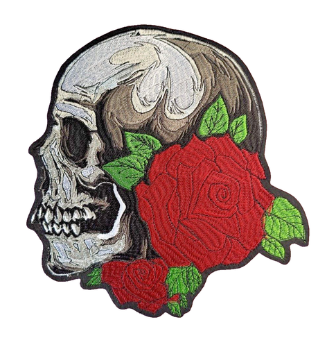 Großer Totenkopf Bügelbild Patch Motiv Patches Anstecker Biker 25cm x 25cm Rock Emo P269