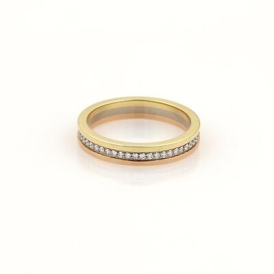 Cartier Diamond 18k Tricolor Gold 3.5mm Stack Band Ring Size 46-US