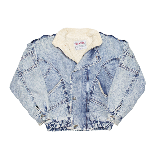 Borg Lined Blue 90s Denim Jacket Mens 