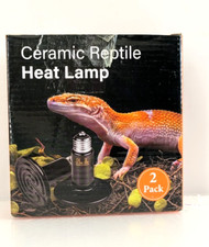 2-Pack Ceramic Heat Emitter, 100 Watt Reptile Heat Lamp Bulb, No Light Emitting