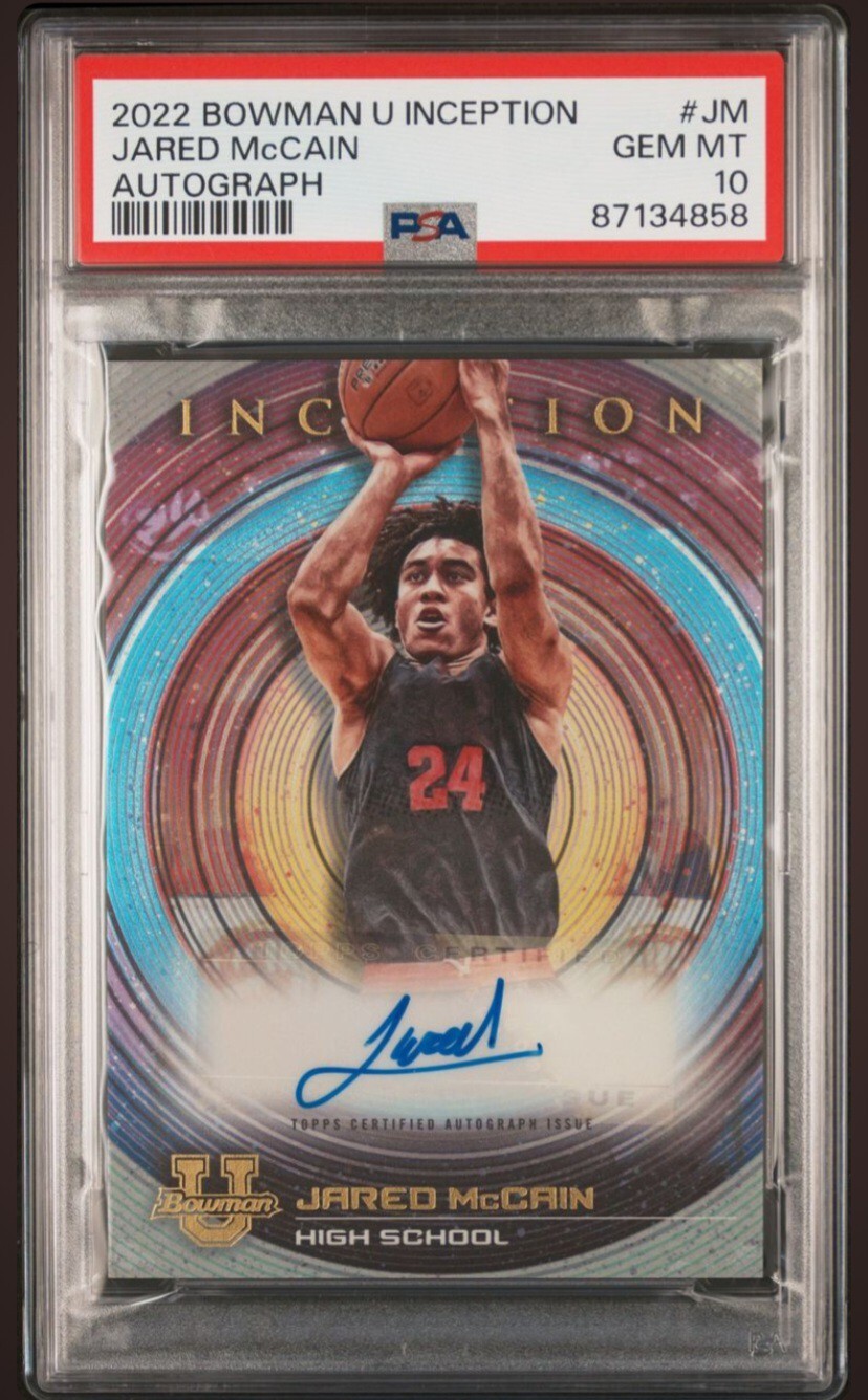 PSA 10 JARED MCCAIN Auto 2022 Bowman University Inception Autograph HIGH SCHOOL