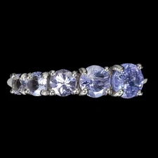 925 Sterling Silver Ring Round Tanzanite 5mm Gemstone Jewelry 8