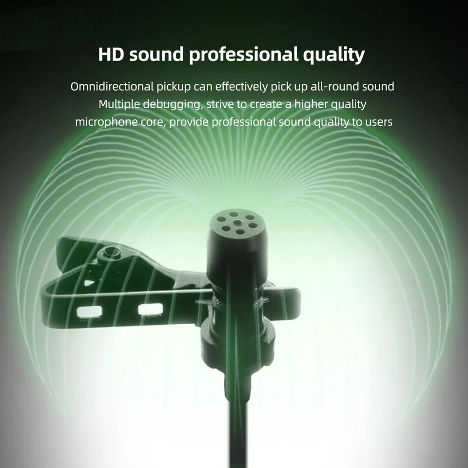 Lavalier Microphone for iPhone Android DSLR Omnidirectional Condenser 6m 3.5mm - Image 4 of 4