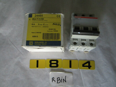 SQUARE D 24465 MULTI 9 C60 8AMP 3 POLE CIRCUIT BREAKER