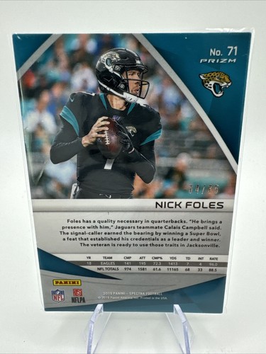 Panini Spectra Nick Foles 2019 verde neón Prizm/35 Jaguars SP - Imagen 2 de 3