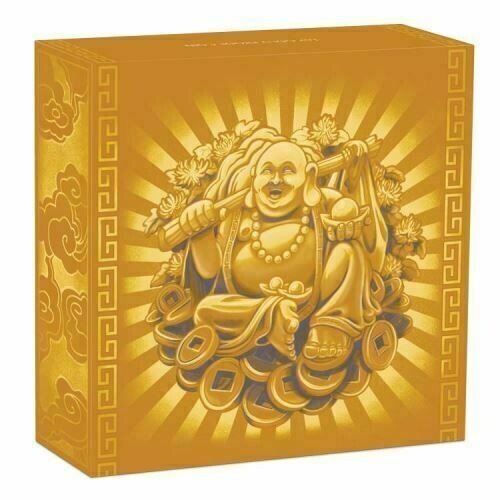 Tuvalu 2021 100 $ Lachender Buddha Lachender Buddha mit Jade 1 oz Goldmünze PERTH - Bild 9 von 10