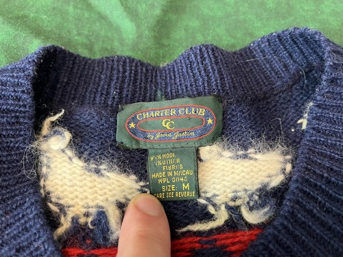 90s Vintage Charter Club - WOOL Cardigan - Cottagecore Farm sheep cow ducks - M - Picture 5 of 7