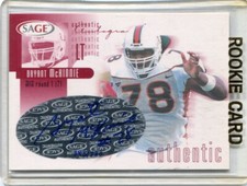 2002 Sage - BRYANT McKINNIE - Autograph - MIAMI HURRICANES #d/720