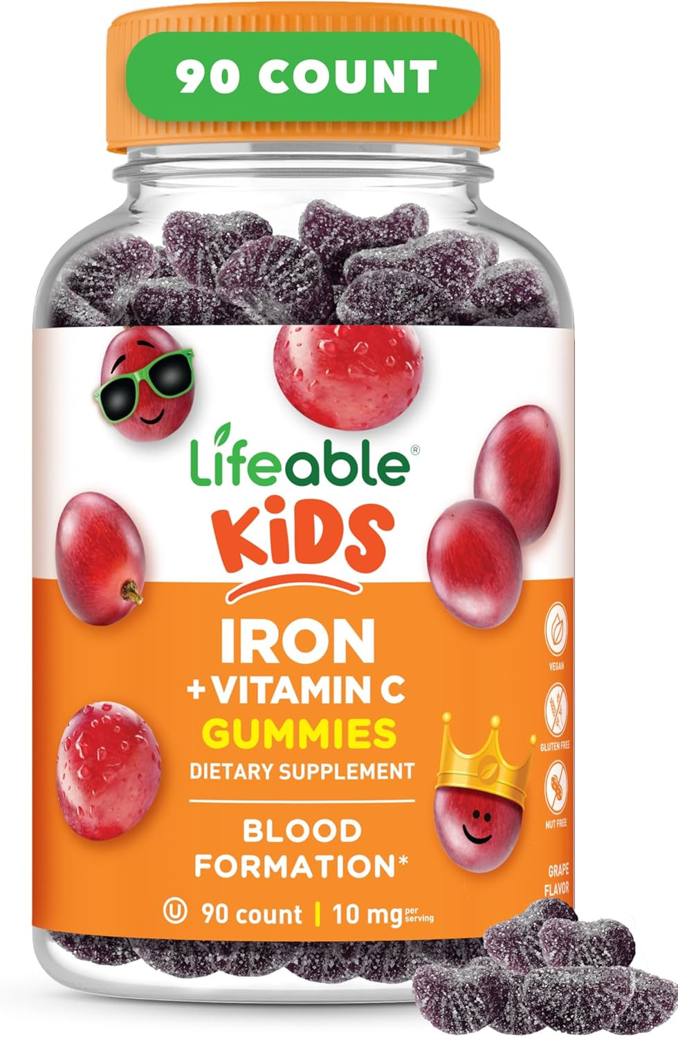 Iron Supplements for Kids | 10Mg | with Vitamin C | Great Tasting Iron Gummies f