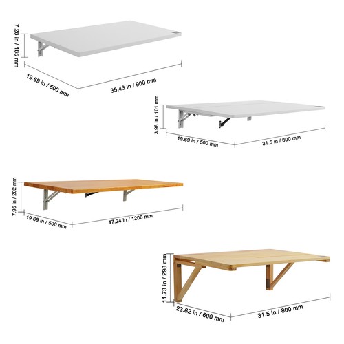 VEVOR Mesa Plegable de Pared Mesa Plegable Mesa de Comedor Mesa de Cocina Mesa de Pared 80x40/120x50cm - Imagen 2 de 110