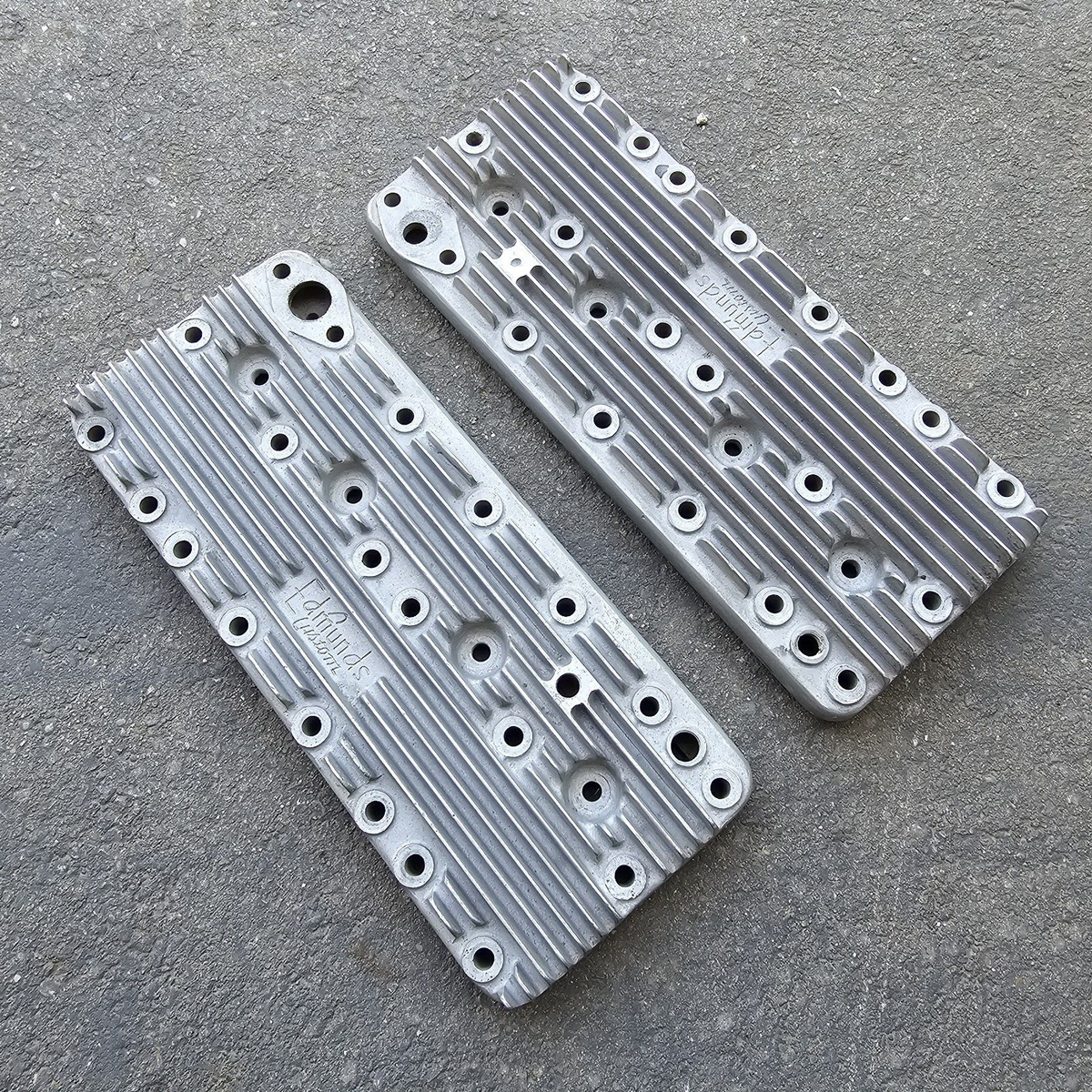 Vintage EDMUNDS Custom Finned Aluminum Flathead HEADS Cadillac