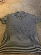 NIKE DRI-FIT STRIPED GOLF POLO MENS STYLE L AJ5482-010 Nike Dri-fit Black Whi