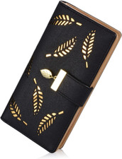 Cartera para Mujer Billetera Porta ID Tarjetas de Cr dito Bolso de Mano, Negro