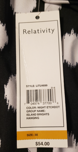 Womens 3X Shirt Top Blouse Relativity Long Sleeve Black with White Dots NWT NEW - Picture 6 of 6