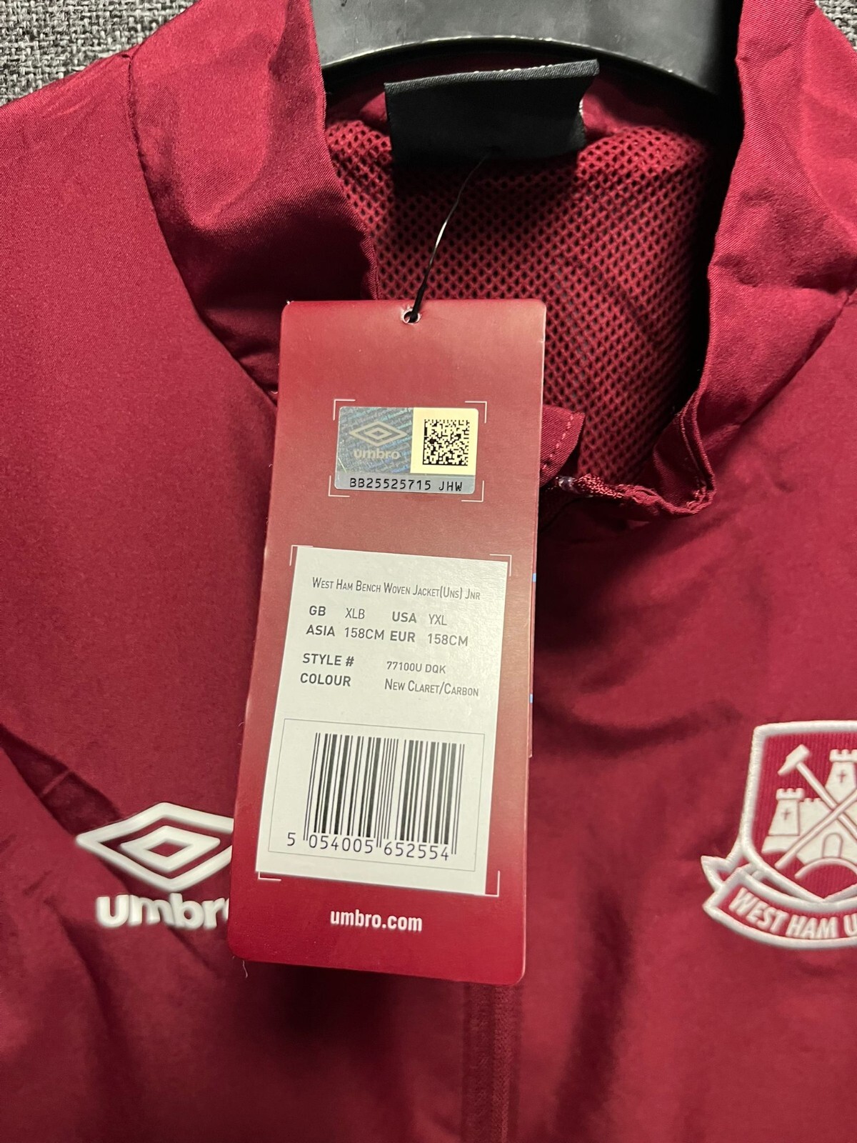Umbro West Ham United Bench Woven Jacket XLB Age 13-14 Years TD041 BB 06 image 2
