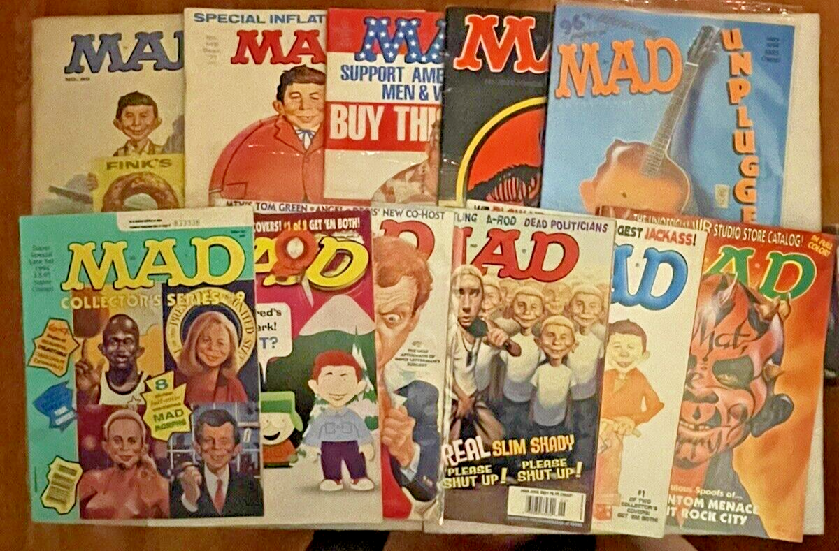 MAD MAGAZINE Lot of 11 Issues (1964 - 2001) Humor/Satire, Vintage, Comic Books