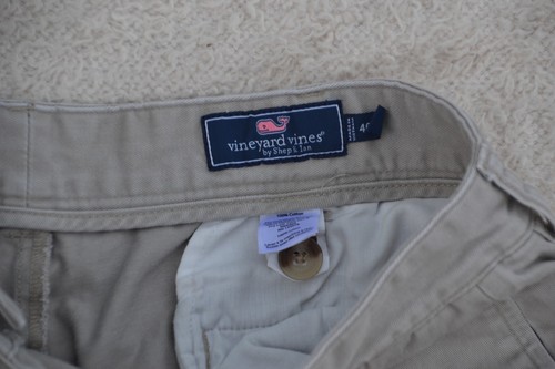Pantalones Vineyard Vines Hombres 40X30 Caqui Frente Plano Club Chino Pierna Recta Prepcore - Imagen 4 de 14