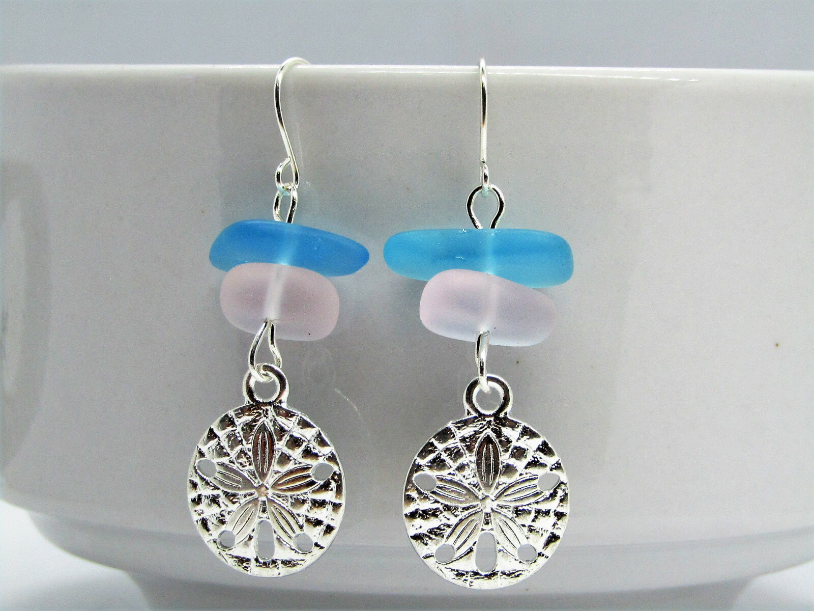 Artisan Made Sand Dollar Beach Dangle Earrings, Fashion Earr