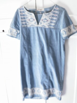 madewell embroidered chambray tunic dress Wynter Embroidered Chambray Dress Blue / XL main image 1