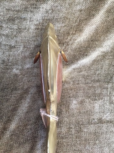 Neu mit Etikett Messing Metall & Holz Fisch Kunst Skulptur handgefertigt in Jodhpur 11"" Tiki - Bild 9 von 11