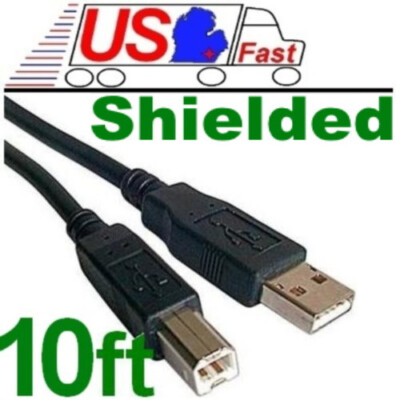 10ft USB2.0 A~B AB Printer/Device Cable/Cord/Wire for HP/CANNON/BROTHER {BLACK