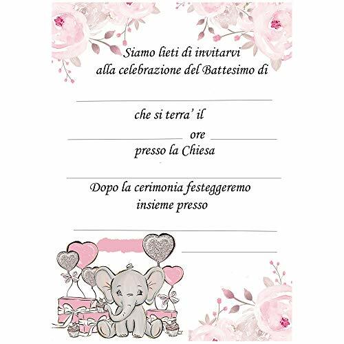 Giomel Inviti Partecipazioni Battesimo 10,5x14,8 cm 20 Pezzi (Rosa) (M1X)