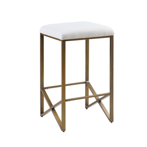 Upholstered Barstool Kitchen, Backless Counter Height Stool Metal Footrest - Picture 3 of 10