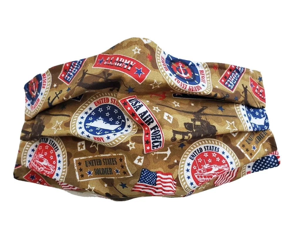 Mascarilla Militar ADULTO, Alambre Nariz, Bolsillo Filtro, Reversible 2 en 1, 1/8 in el Foto 2 de 4