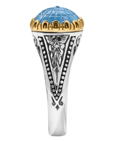 Konstantino Dome Silver 18k Gold MOP Blue Spinel Ring DKJ970-628 S8 MSRP $690 - Picture 2 of 4
