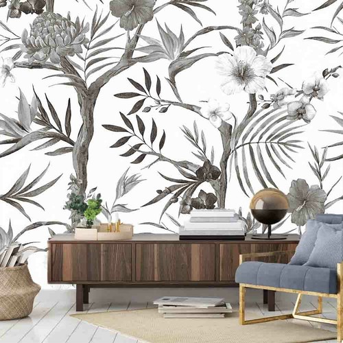 Grey Fruit Leaves 3D Full Wall Mural Photo Wallpaper Printing Home Kids Decor - Picture 3 of 9