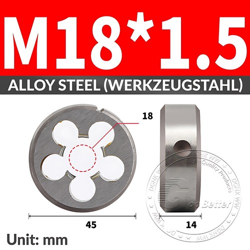 Fine Pitch Thread Cutting Die - Left Hand Round Threading Dies All Sizes M5-M20 - Picture 14 of 15