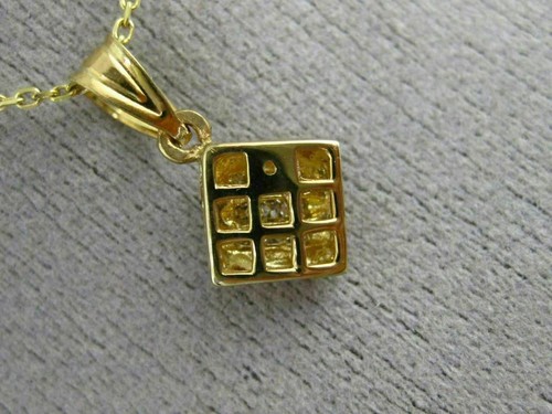 ESTATE .20CT PRINCESS DIAMOND 14KT YELLOW GOLD 3D SQUARE INVISIBLE PENDANT 25930 - Picture 9 of 9
