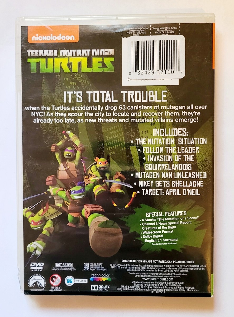 Teenage Mutant Turtles Mutagen Mayhem DVD 135m 2013 Animation Free
