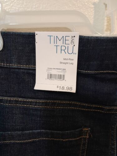 New W/Tag Time And Tru Womens XX Large Blue Denim Jean Mid-Rise Straight Pants - Picture 3 of 3