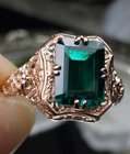 Green Emerald Ring Rose Gold & Sterling Vintage Revival Jewelry (Custom) D148