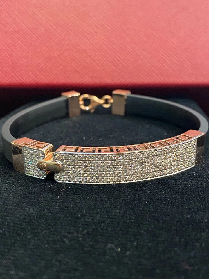 Pave 1.78 Cts F/VS1 Round Brilliant Cut Diamonds Unisex Bracelet In 585 14K Gold - Image 2 of 4