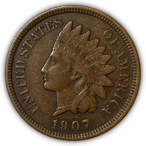1907 Indian Head Cent Choice Extremely Fine XF+ Coin #6616