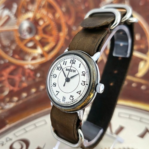 Watch USSR RAKETA 2614.HA White Dial Very Rare Vintage Soviet Wristwatch - Picture 5 of 22