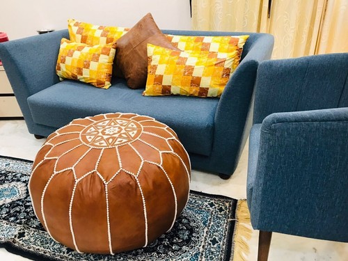 Aamazing Hassock Moroccan Leather Ottoman Footstool Pouffe Genuine Unstuffed 24' - Picture 5 of 6