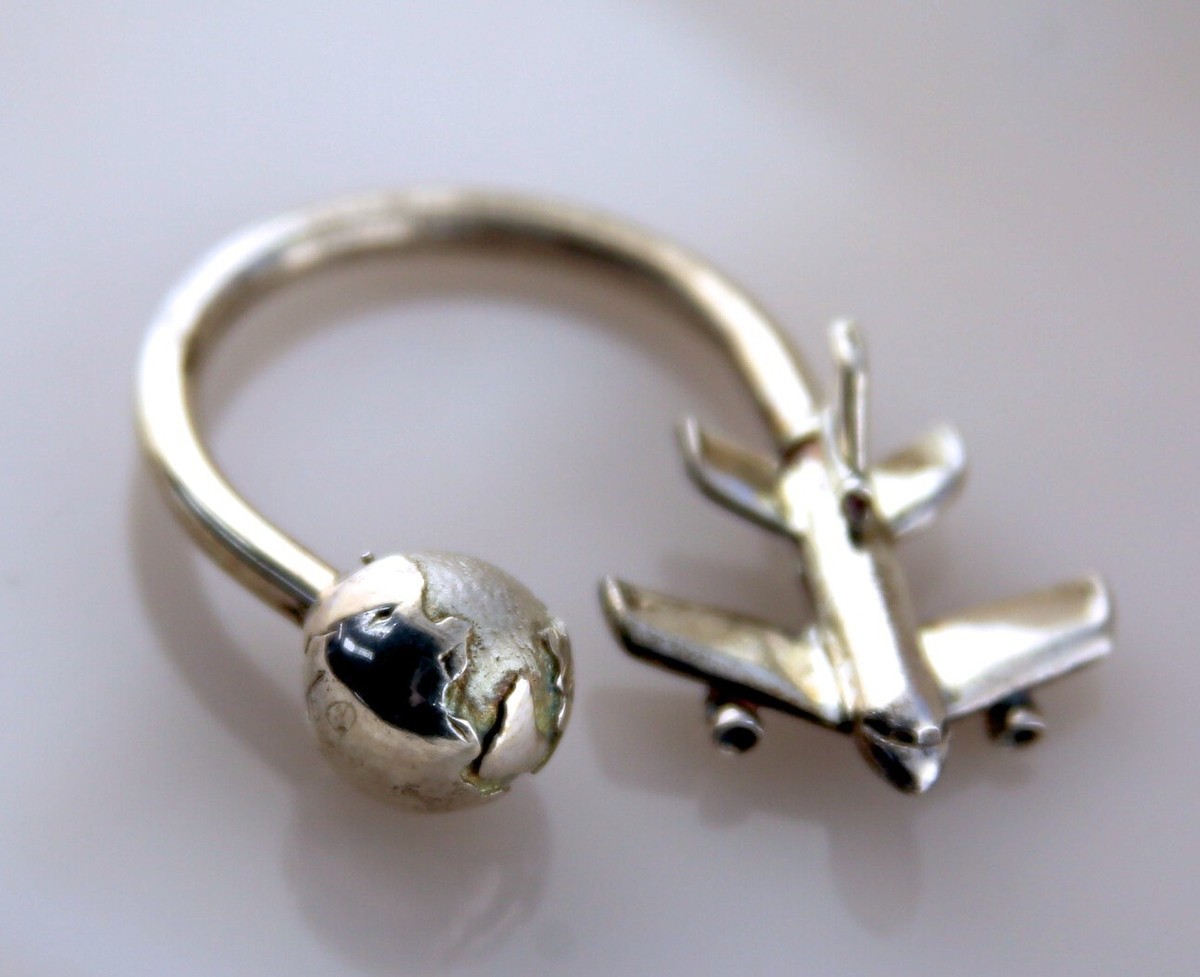 Tiffany & Co. Plane Globe & Airplane Key Ring in Sterling Silver