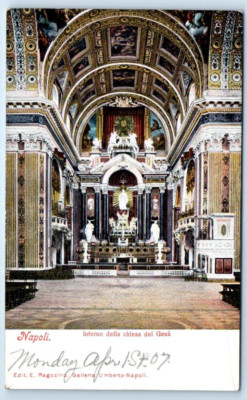 NAPOLI Interno della chiesa del Gesu ITALY Postcard