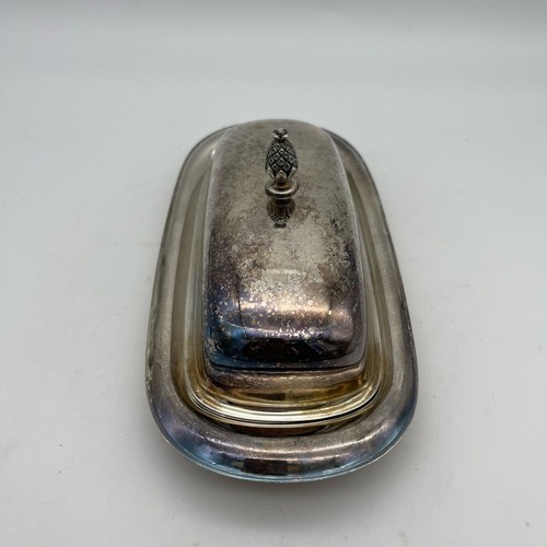 Vintage Silveplate, Butter Dish Elegant Patterned Pineapple Top, Glass insert - Picture 4 of 12