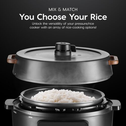 IRIS USA Pressure Rice Cooker Japanese 3Qt 8-in-1 Electric Pressure Cooker,Black image
